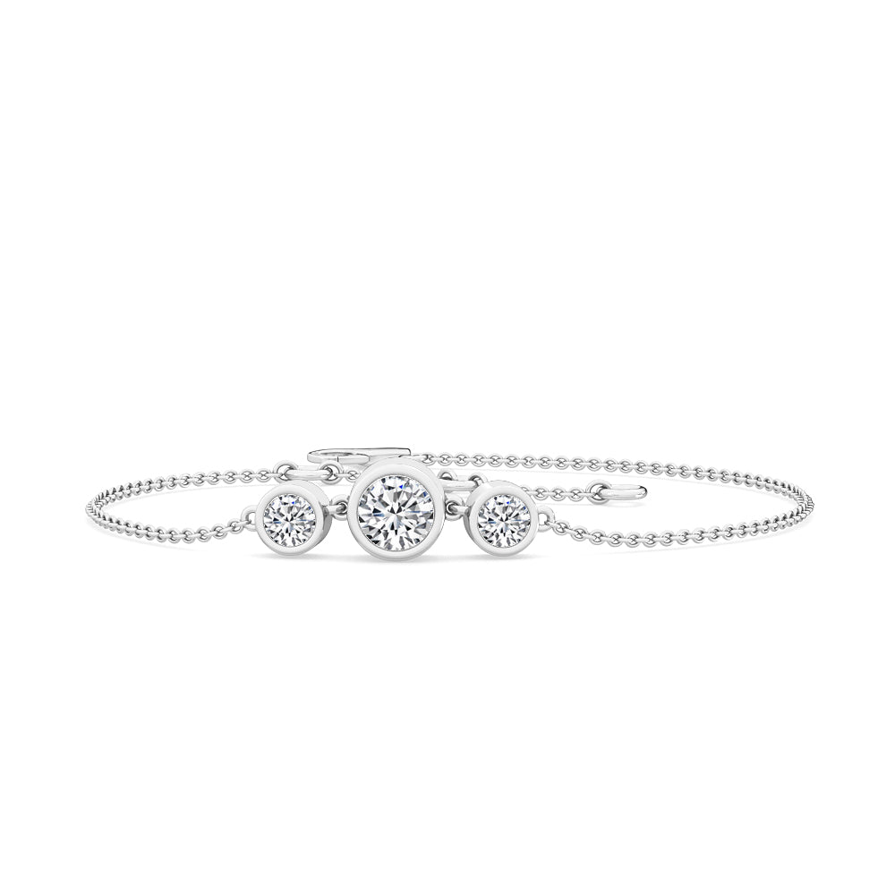 0.54ctw Round Brilliant Lab-Grown Diamond 3-Stone Bracelet in 14k White Gold