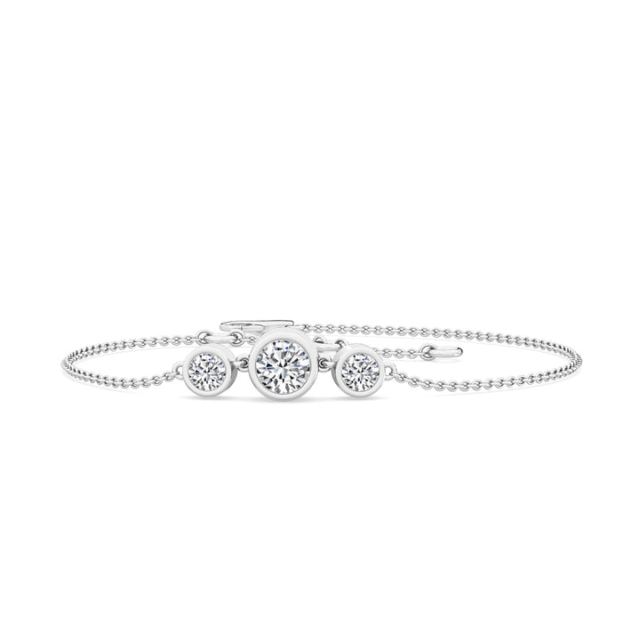 0.54ctw Round Brilliant Lab-Grown Diamond 3-Stone Bracelet in 14k White Gold