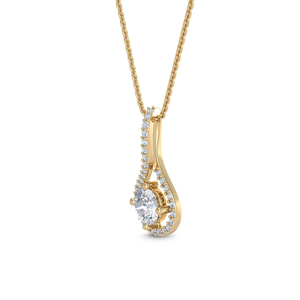 0.76ctw Round Brilliant Lab-Grown Diamond Halo Pendant Necklace in 14k Yellow Gold