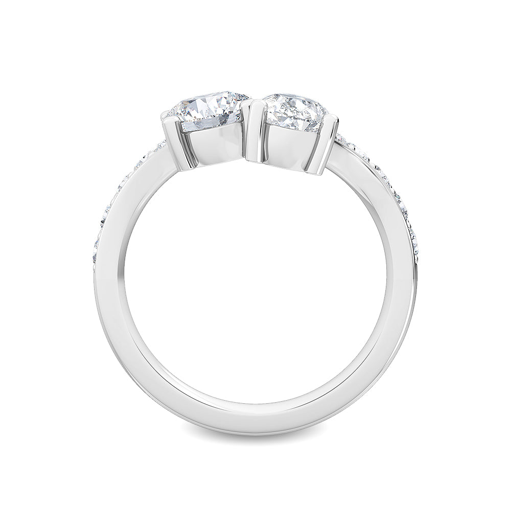 1.73ctw Round Brilliant & Pear Shaped Lab-Grown Diamond Toi et Moi Engagement Ring in 14k White Gold