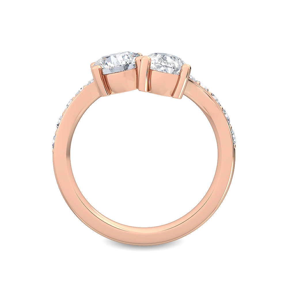 1.73ctw Round Brilliant & Pear Shaped Lab-Grown Diamond Toi et Moi Engagement Ring in 14k Rose Gold