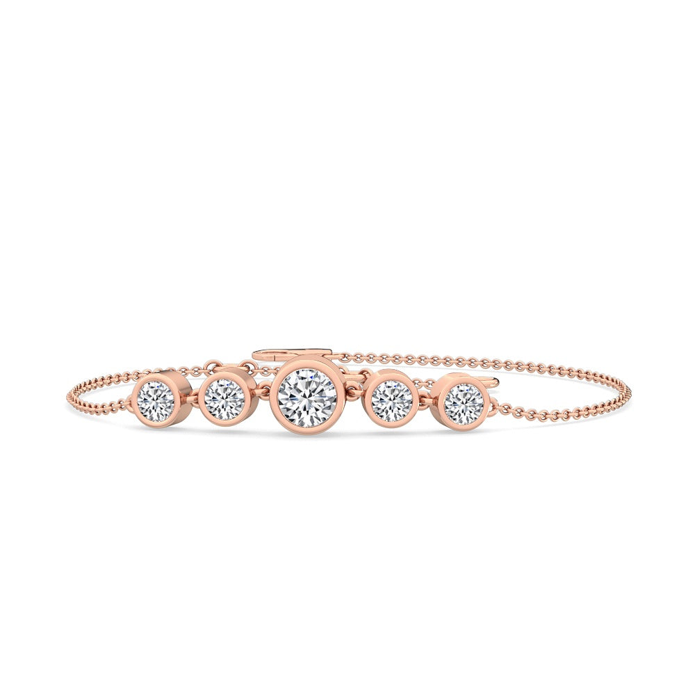 0.61ctw Round Brilliant Lab-Grown Diamond 5-Stone Bracelet in 14k Rose Gold