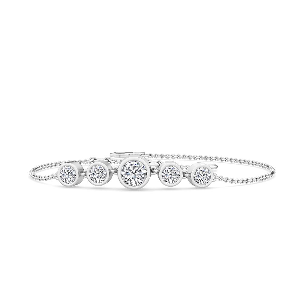 0.61ctw Round Brilliant Lab-Grown Diamond 5-Stone Bracelet in 14k White Gold