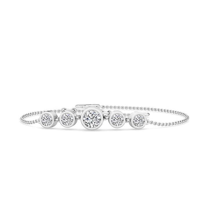 0.61ctw Round Brilliant Lab-Grown Diamond 5-Stone Bracelet in 14k White Gold