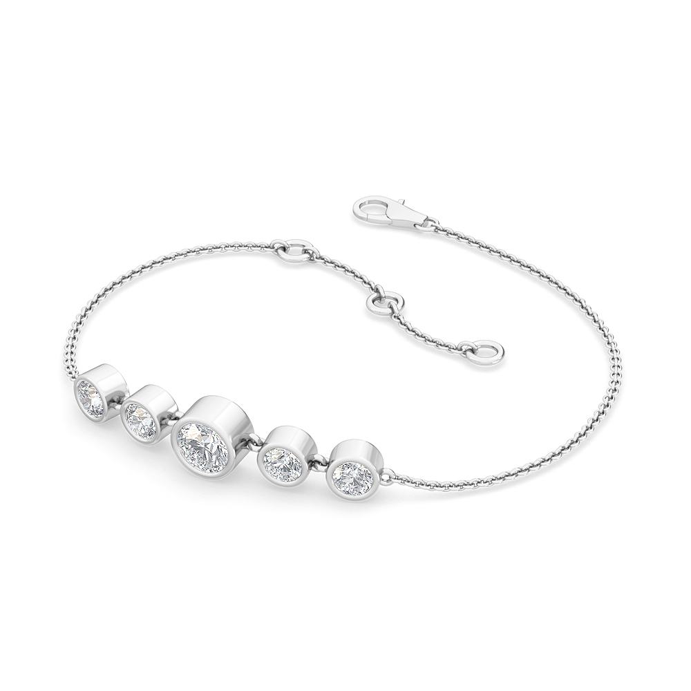 0.61ctw Round Brilliant Lab-Grown Diamond 5-Stone Bracelet in 14k White Gold