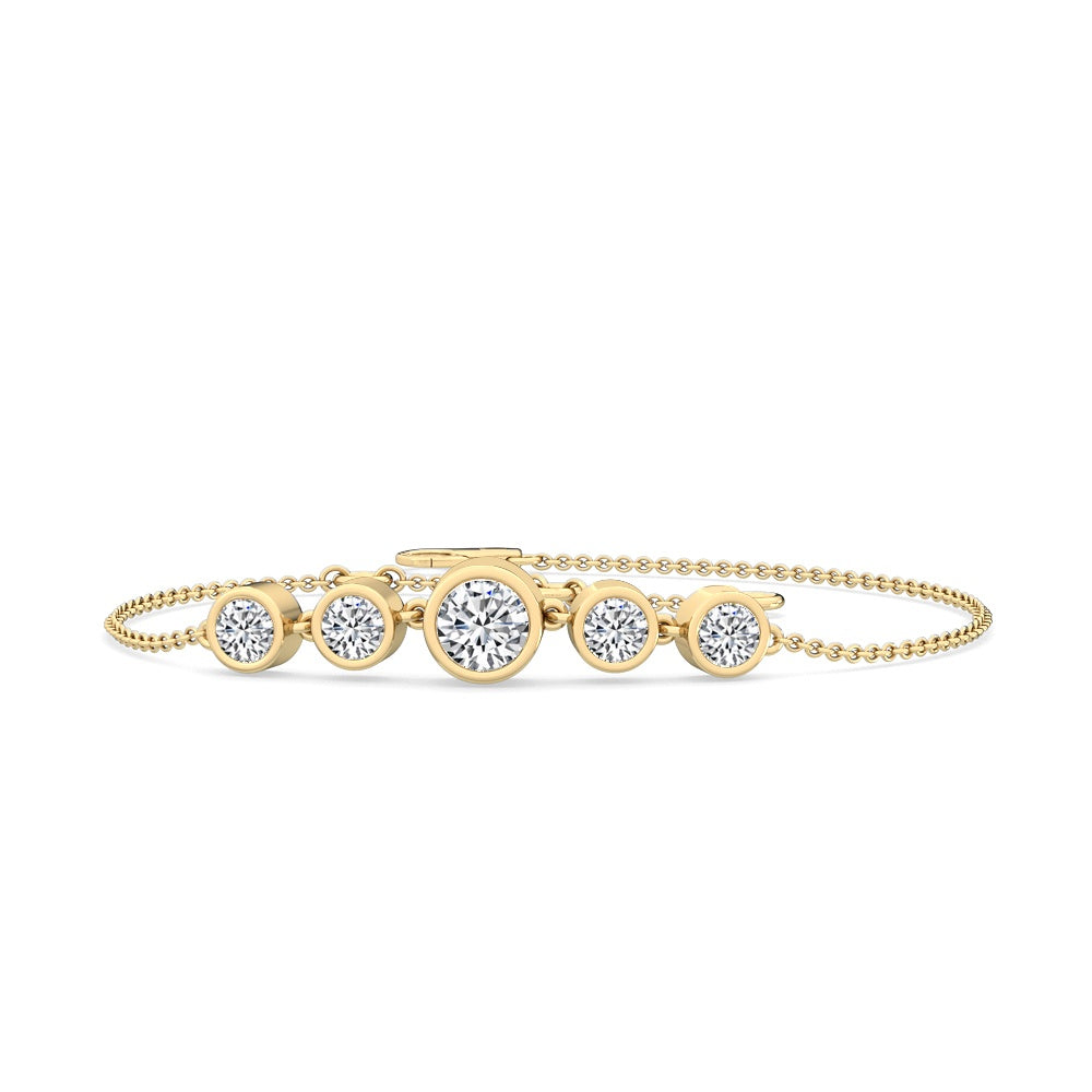 0.61ctw Round Brilliant Lab-Grown Diamond 5-Stone Bracelet in 14k Yellow Gold