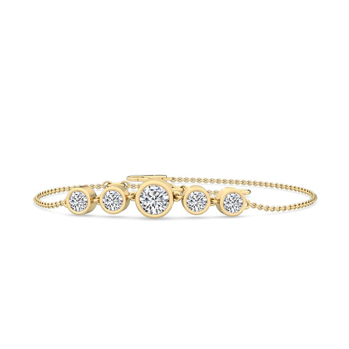 0.61ctw Round Brilliant Lab-Grown Diamond 5-Stone Bracelet in 14k Yellow Gold