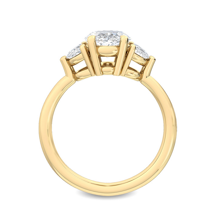 3.50ctw Oval with Half Moon Lab-Grown Diamond 3-Stone Engagement Ring in 14k Yellow  Gold