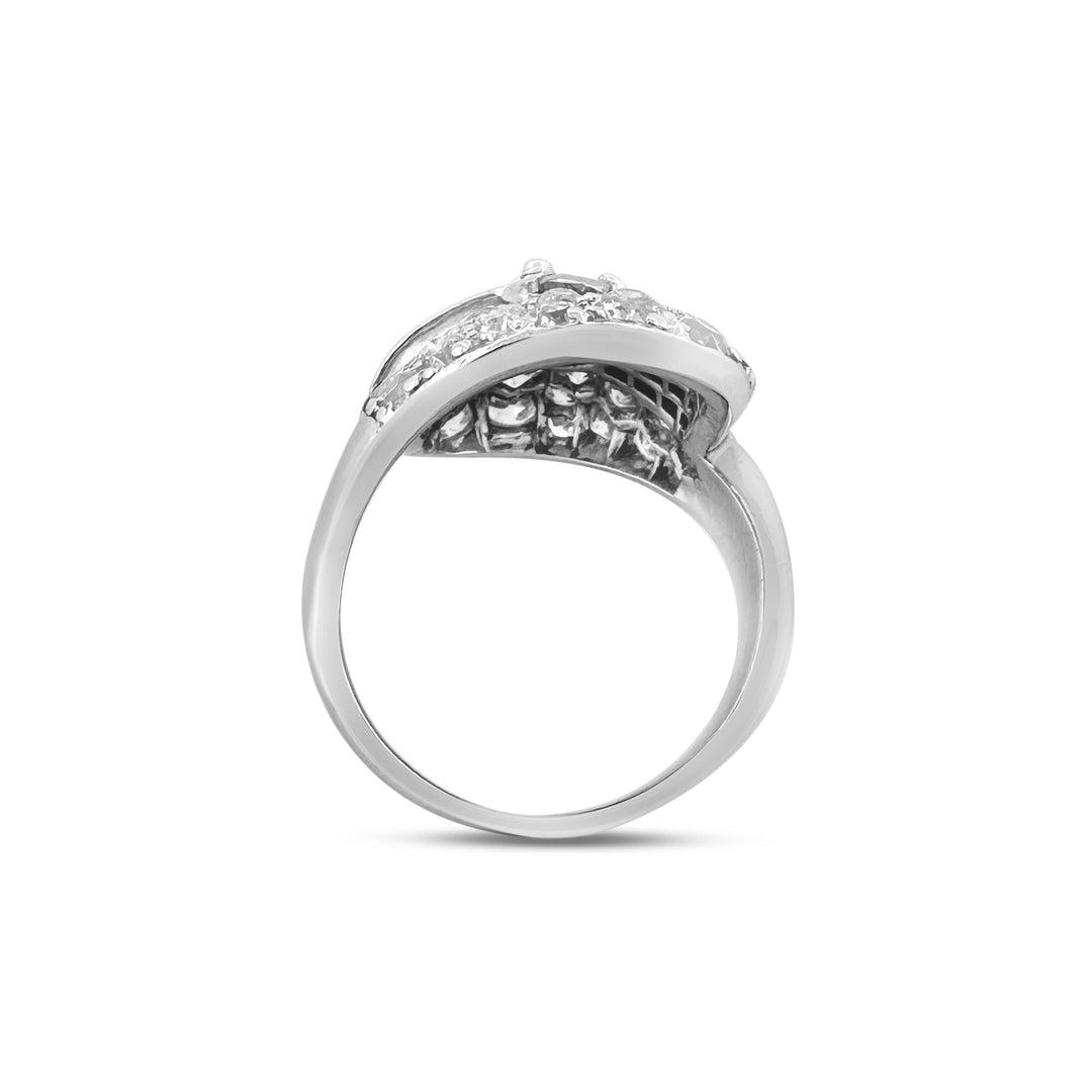 Vintage 2.34ctw Round Brilliant, Old European & Old Mine Cut Diamond Cocktail Platinum Ring