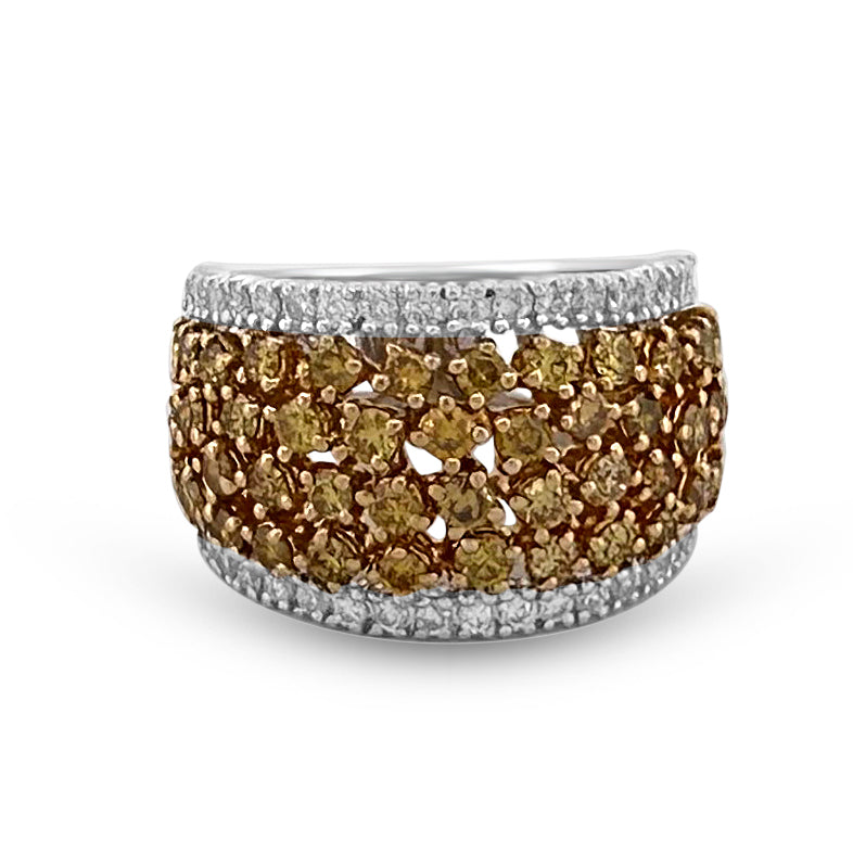 2.23ctw Yellow and Colorless Round Brilliant Diamond Band in 14k Two-tone Gold