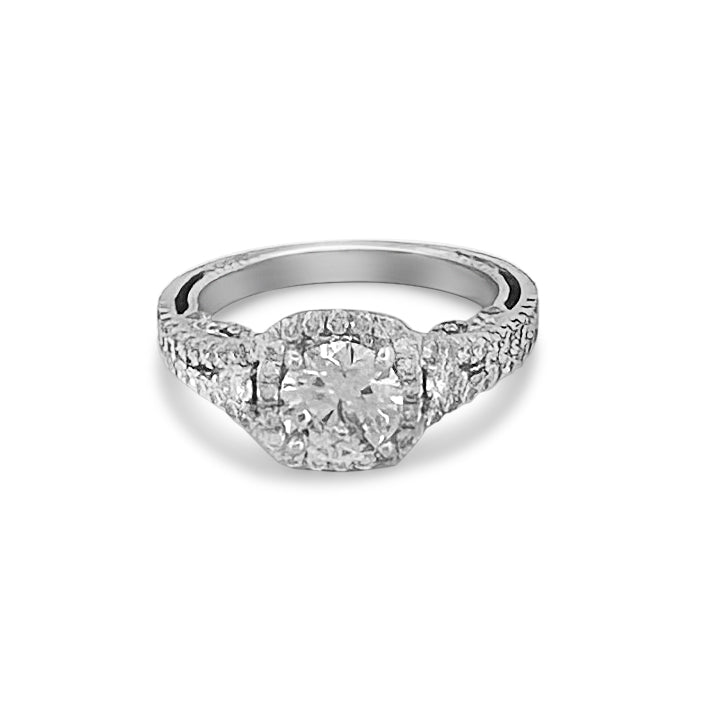 EGL Graded 1.91ctw Round Brilliant Natural Diamond Engagement Ring in 14k White Gold