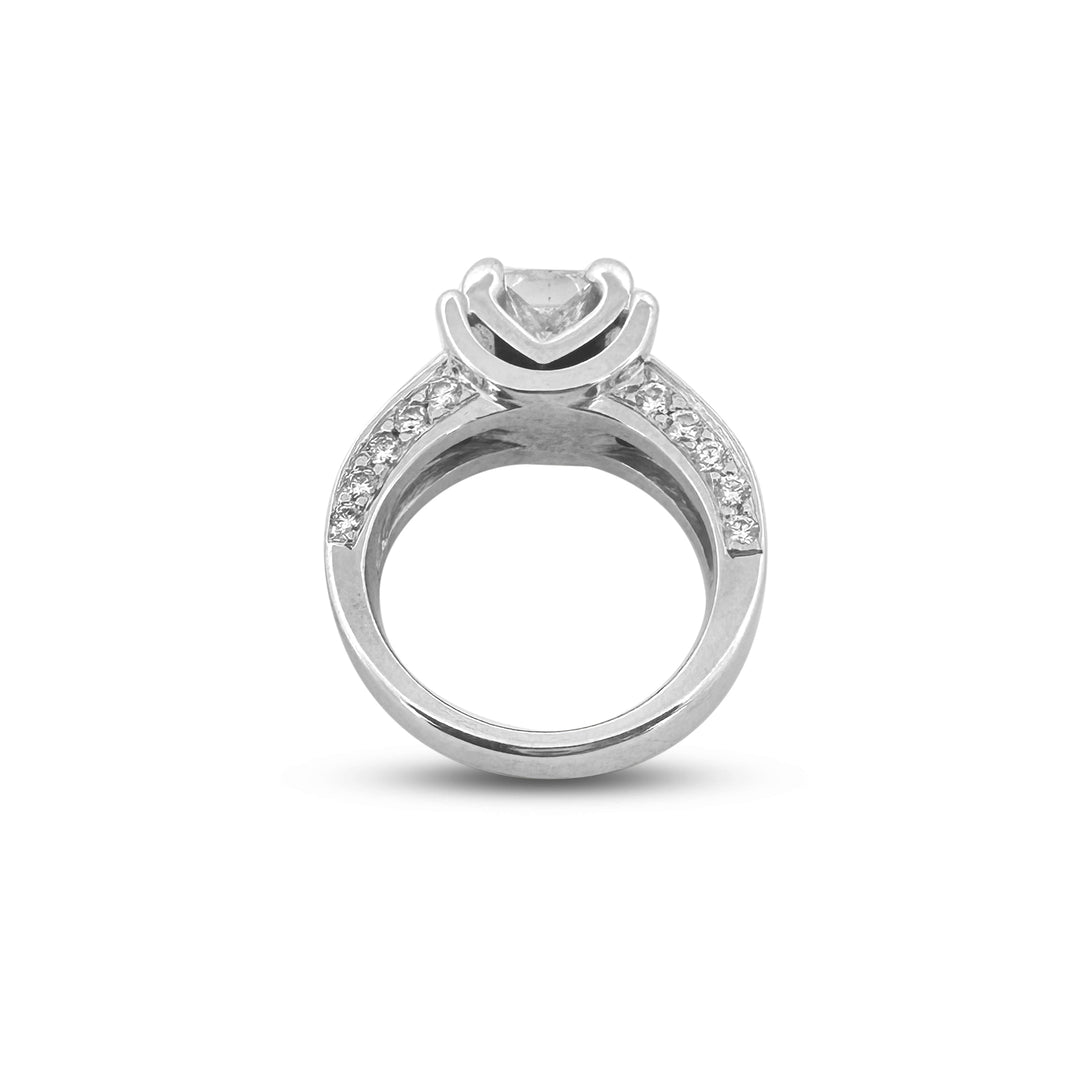 EGL Graded 2.13ctw Princess Cut & Round Brilliant Natural Diamond Engagement Ring in 14k White Gold