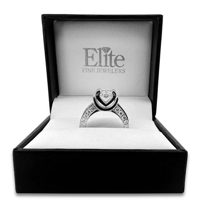 EGL Graded 2.13ctw Princess Cut & Round Brilliant Natural Diamond Engagement Ring in 14k White Gold