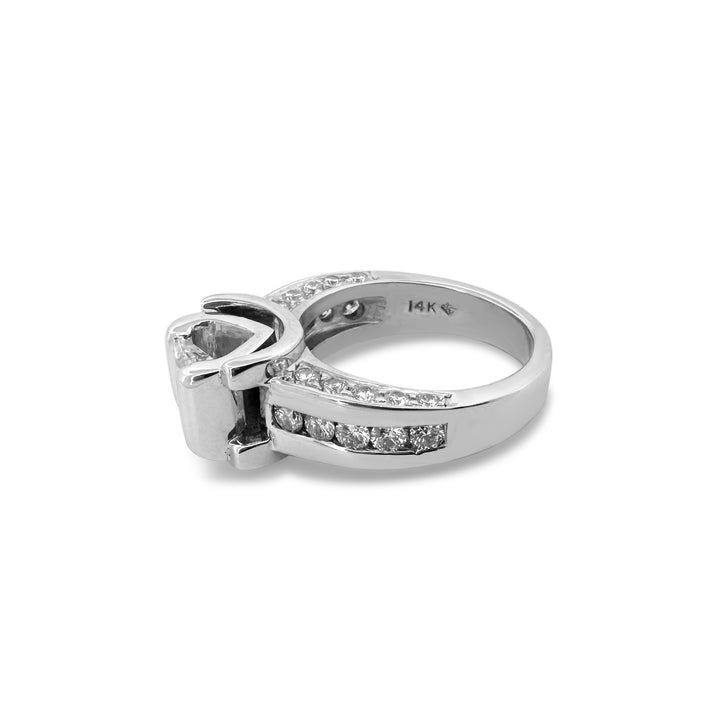 EGL Graded 2.13ctw Princess Cut & Round Brilliant Natural Diamond Engagement Ring in 14k White Gold