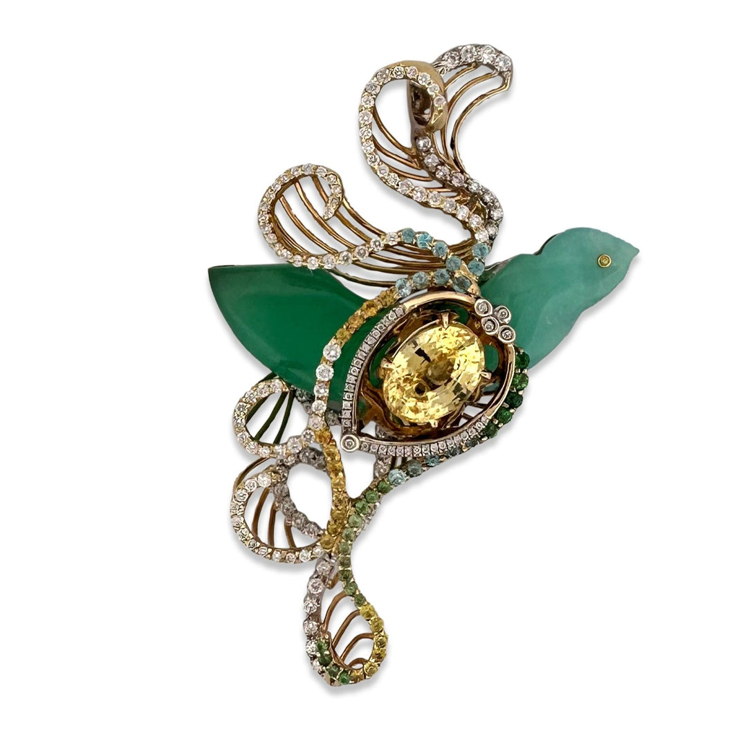 Amazing Gemstone & Diamond Custom Pendant in 18k Two-tone Gold