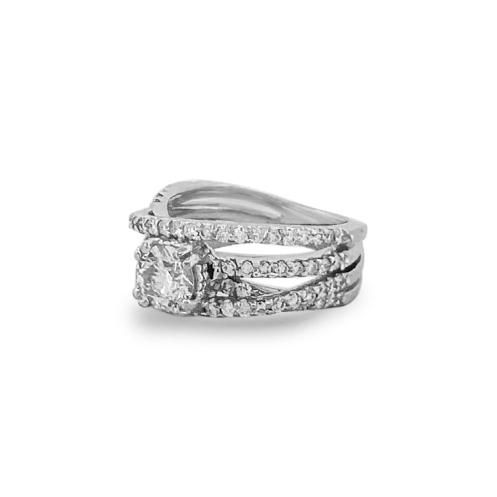 1.40ctw Round Brilliant Natural Diamond Woven Engagement Ring in 14k White Gold