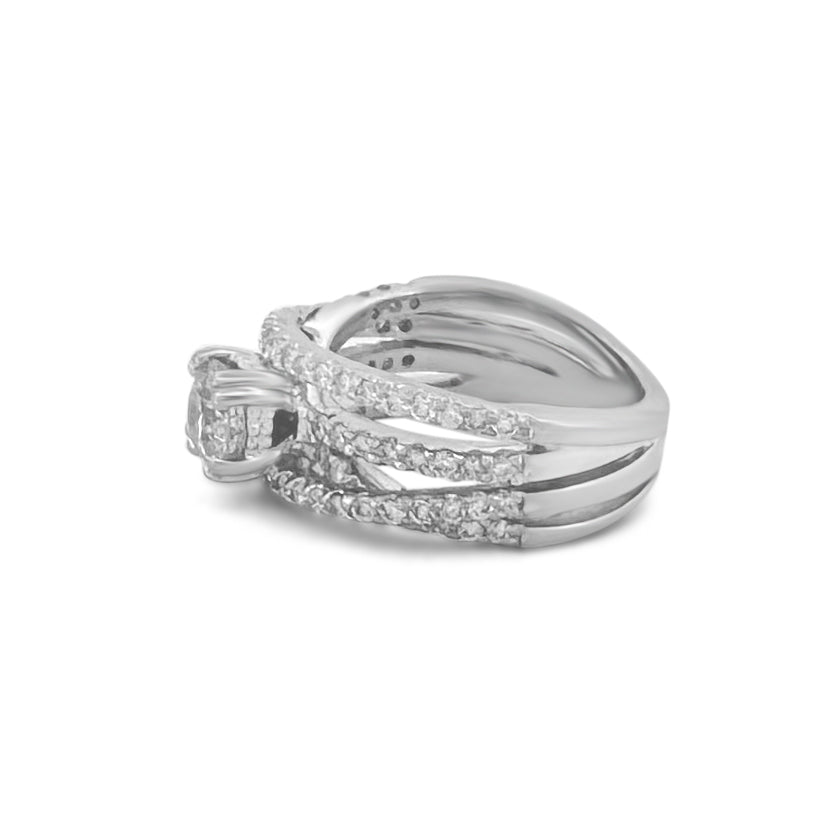 1.40ctw Round Brilliant Natural Diamond Woven Engagement Ring in 14k White Gold