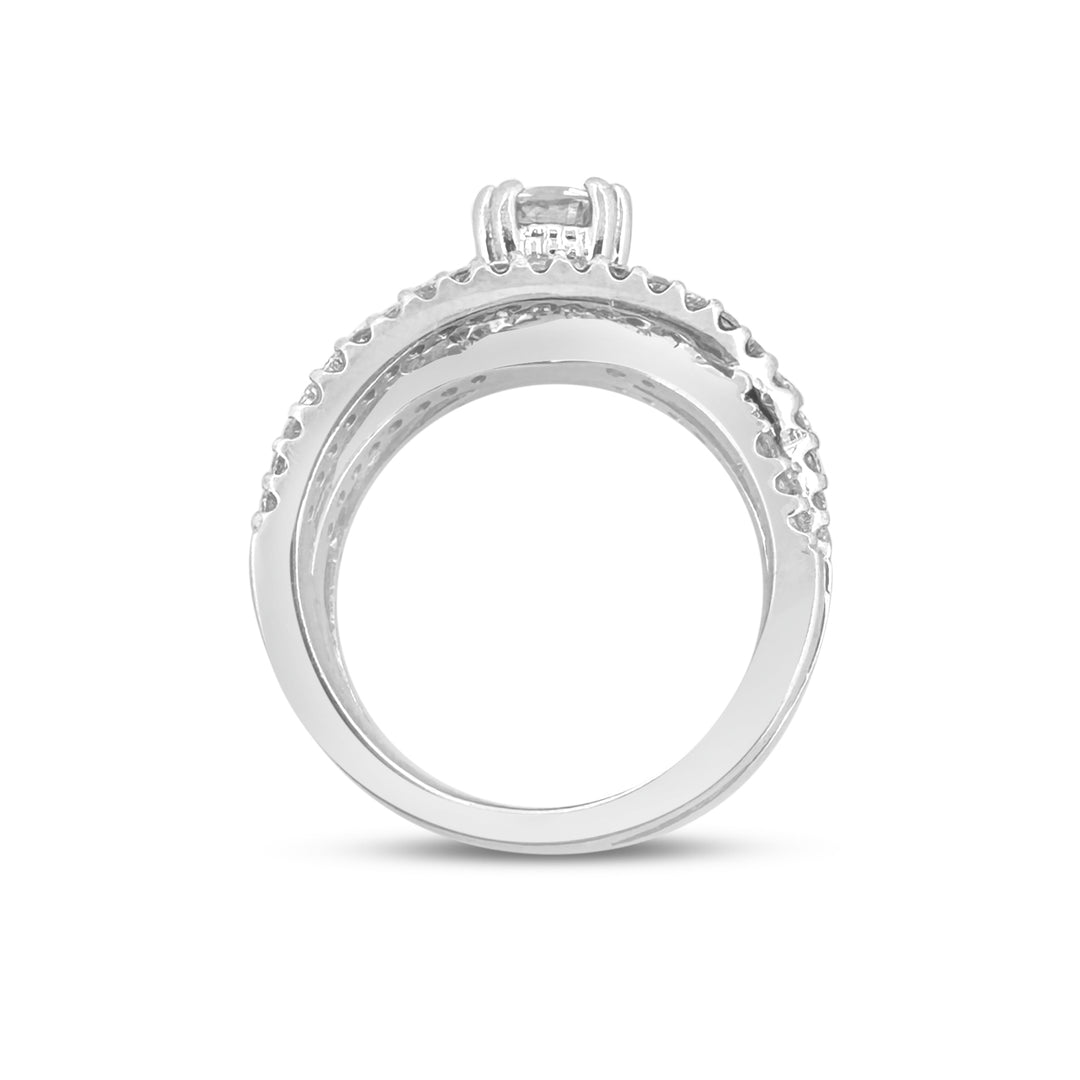 1.40ctw Round Brilliant Natural Diamond Woven Engagement Ring in 14k White Gold