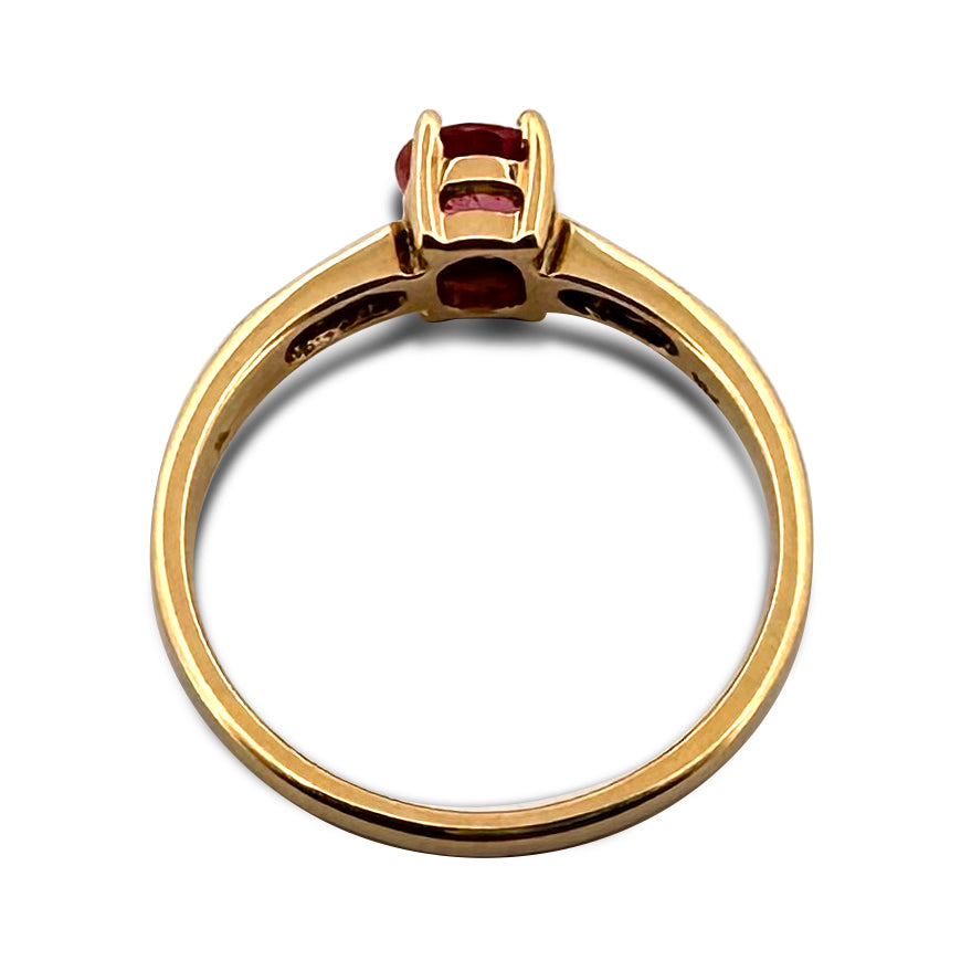 Oval Padparadscha Sapphire & Round Brilliant Diamond Cocktail Ring in 18k Yellow Gold