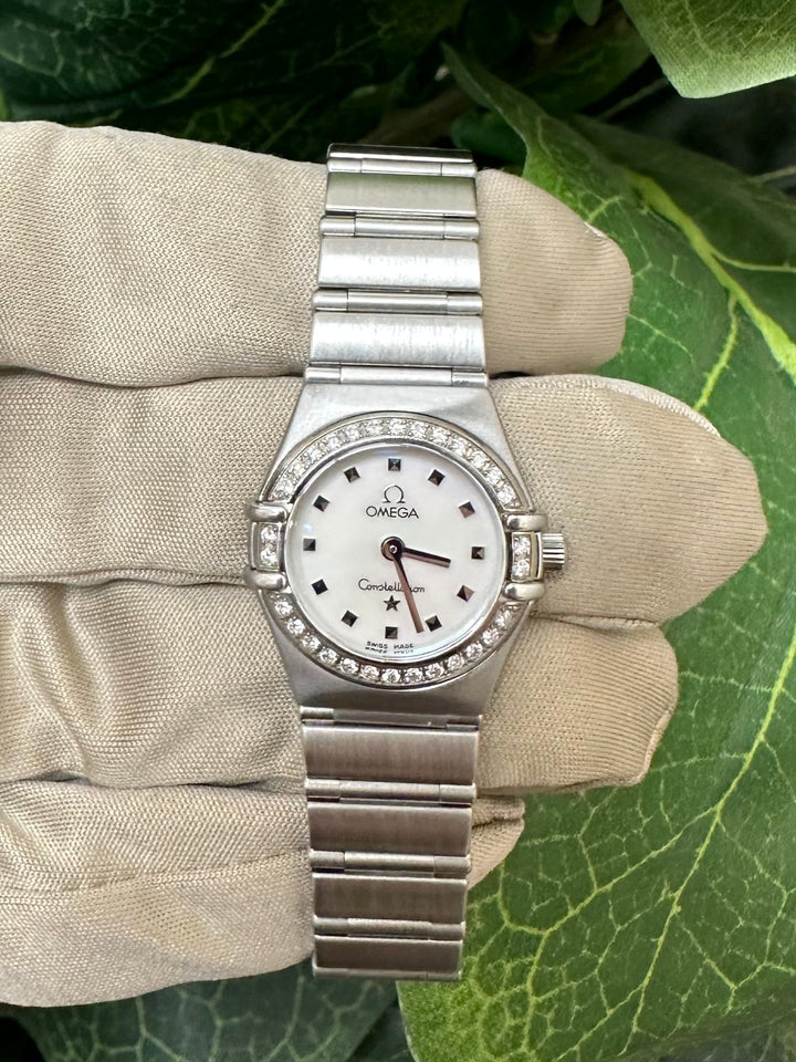 Omega Constellation Mother of Pearl Dial with Diamond Bezel Lady's Stainless Steel Watch