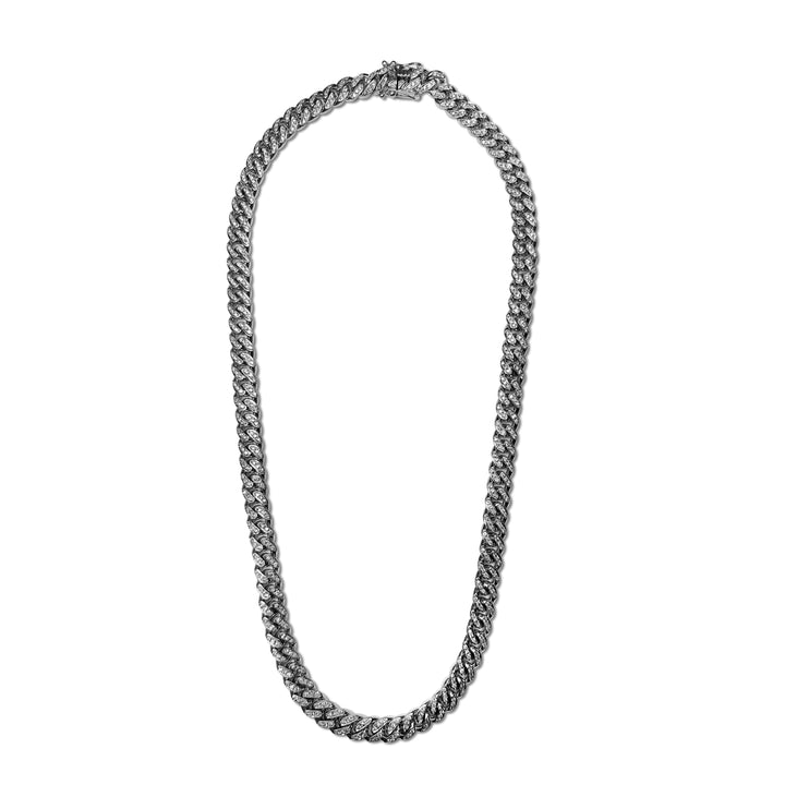 18ctw Round Brilliant Natural Diamond 11mm Cuban Chain Necklace in 10k White Gold