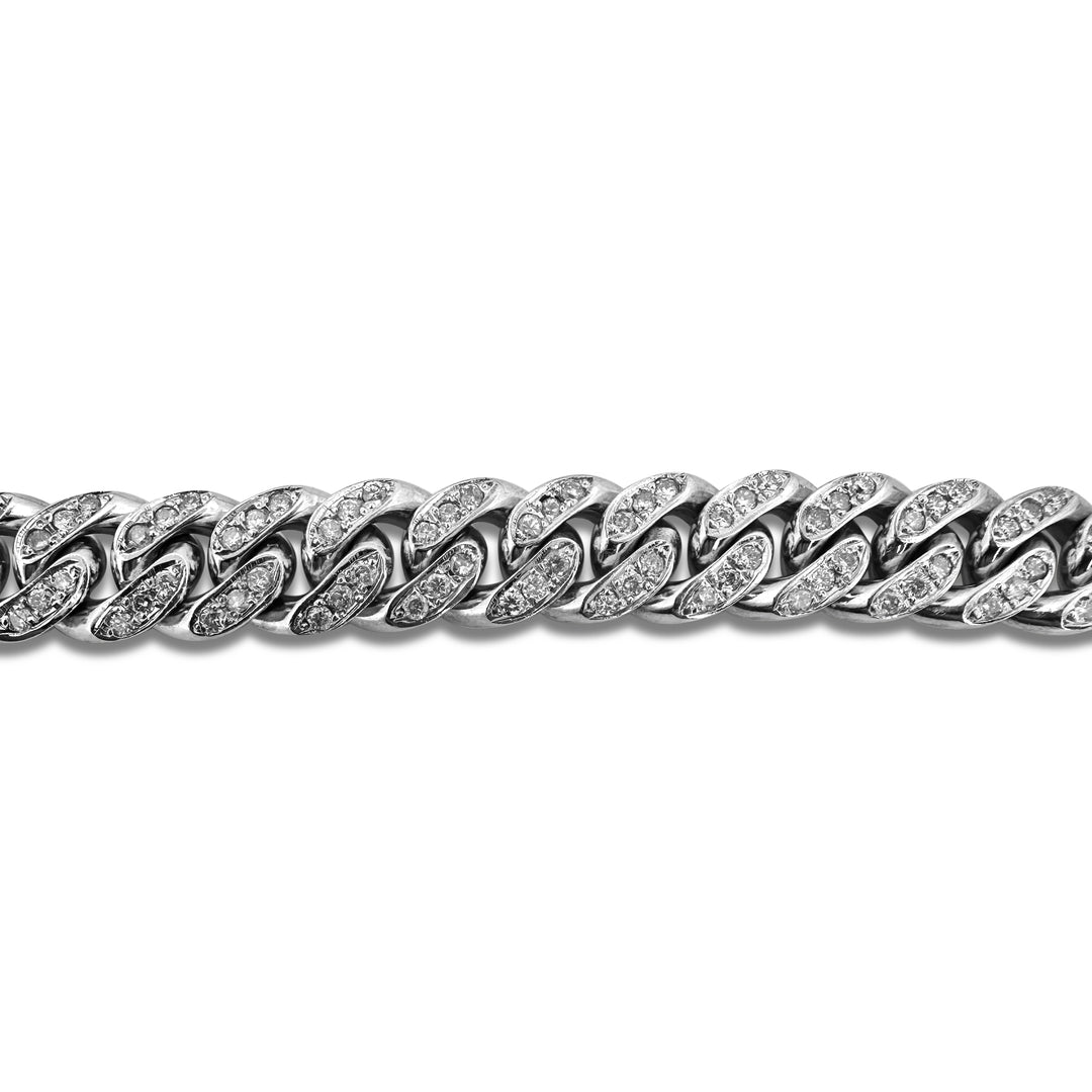 18ctw Round Brilliant Natural Diamond 11mm Cuban Chain Necklace in 10k White Gold