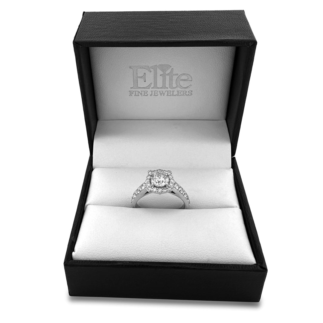 1.84ctw Round Brilliant Halo Natural Diamond Engagement Ring in 14k White Gold