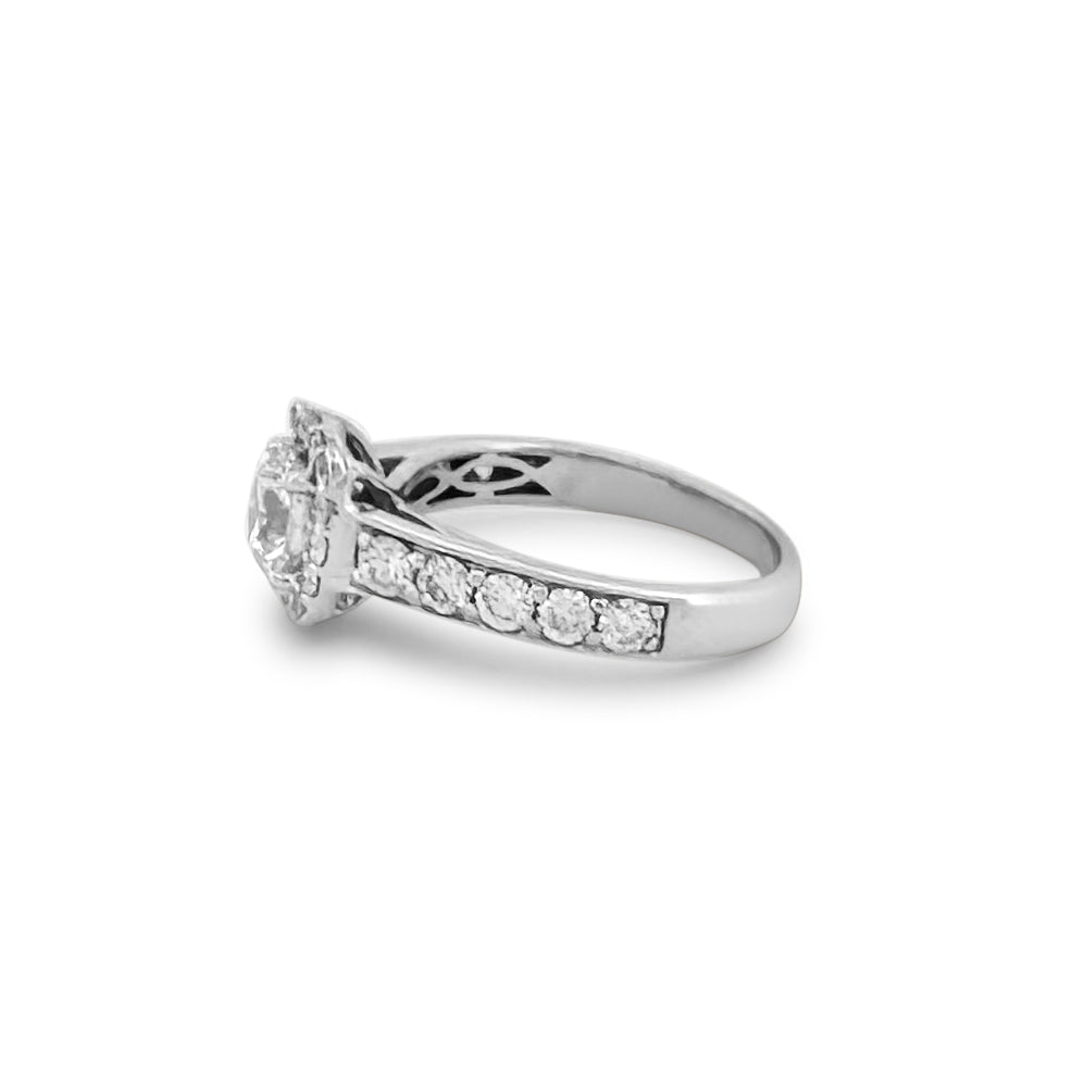 1.84ctw Round Brilliant Halo Natural Diamond Engagement Ring in 14k White Gold