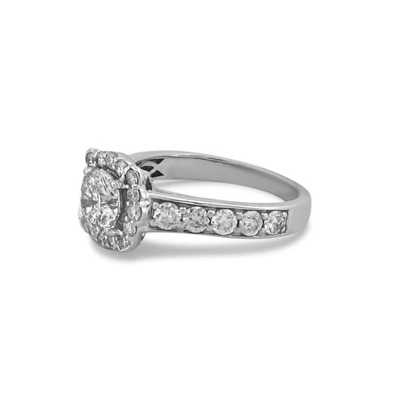 1.84ctw Round Brilliant Halo Natural Diamond Engagement Ring in 14k White Gold