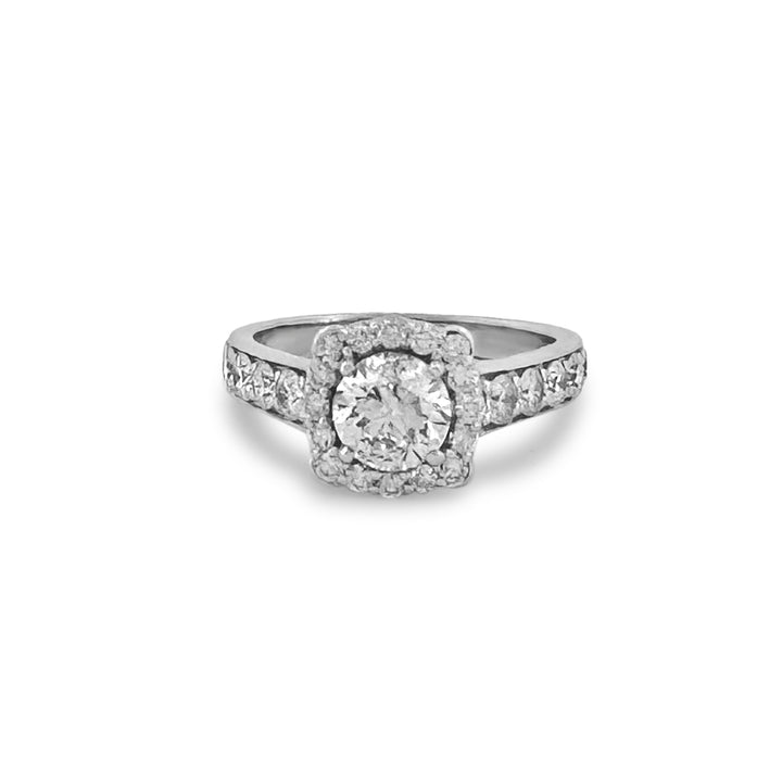 1.84ctw Round Brilliant Halo Natural Diamond Engagement Ring in 14k White Gold