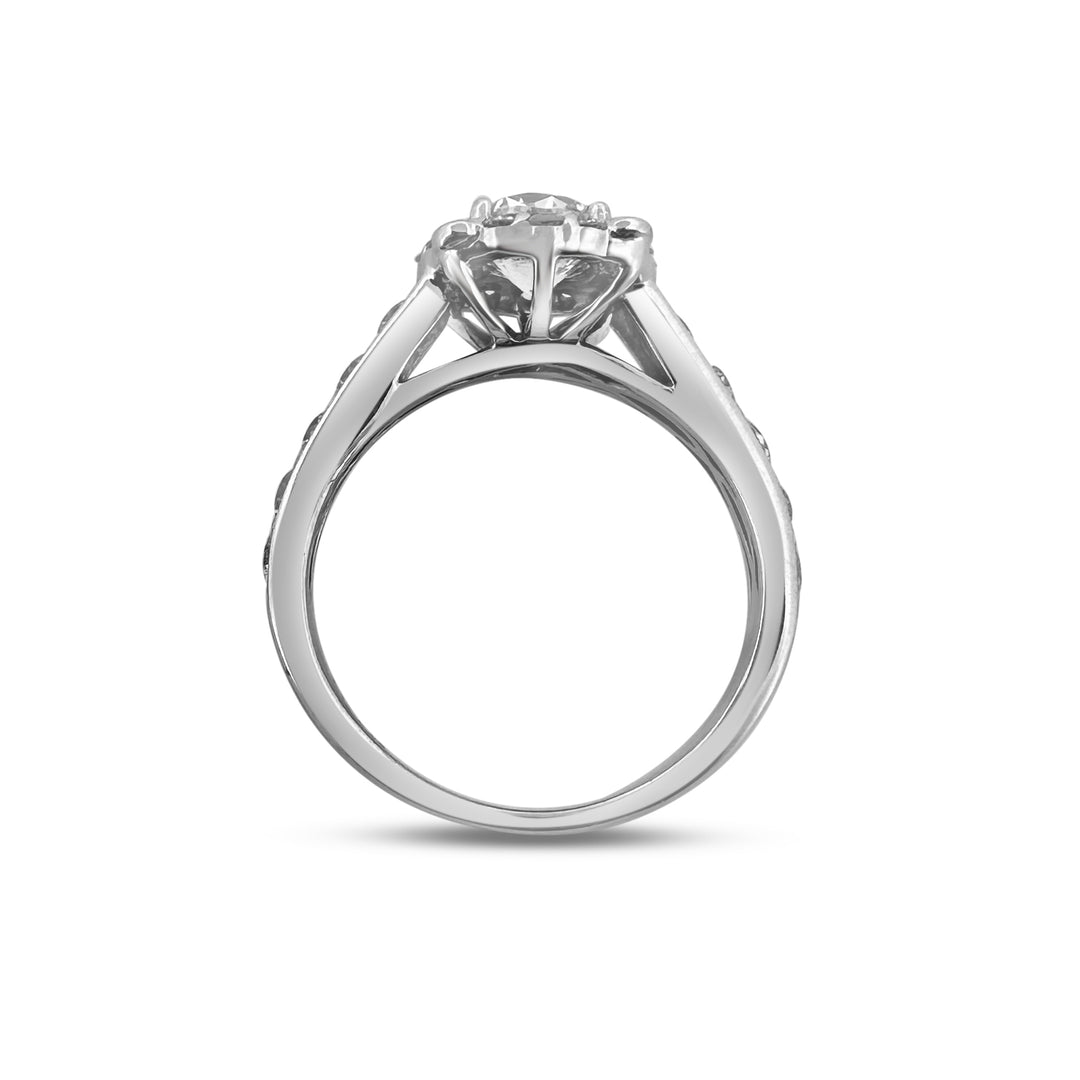 1.84ctw Round Brilliant Halo Natural Diamond Engagement Ring in 14k White Gold