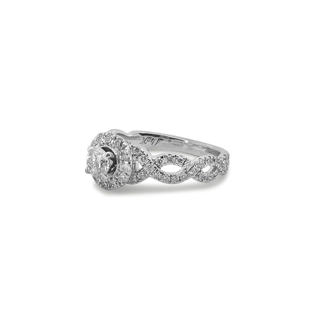 1.41ctw Round Brilliant Natural Diamond Halo Engagement Ring in 14k White Gold by Neil Lane