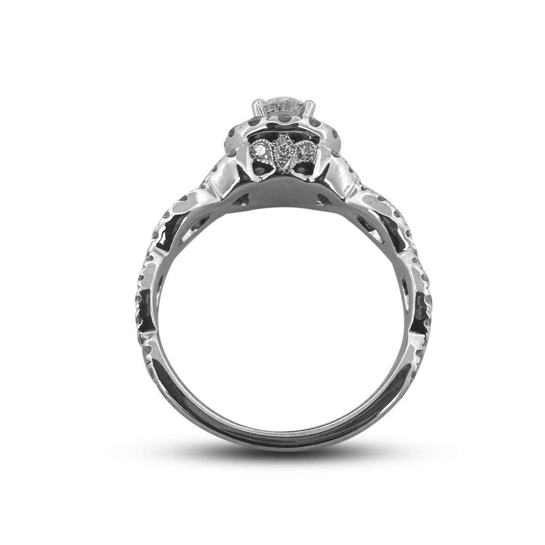 1.41ctw Round Brilliant Natural Diamond Halo Engagement Ring in 14k White Gold by Neil Lane