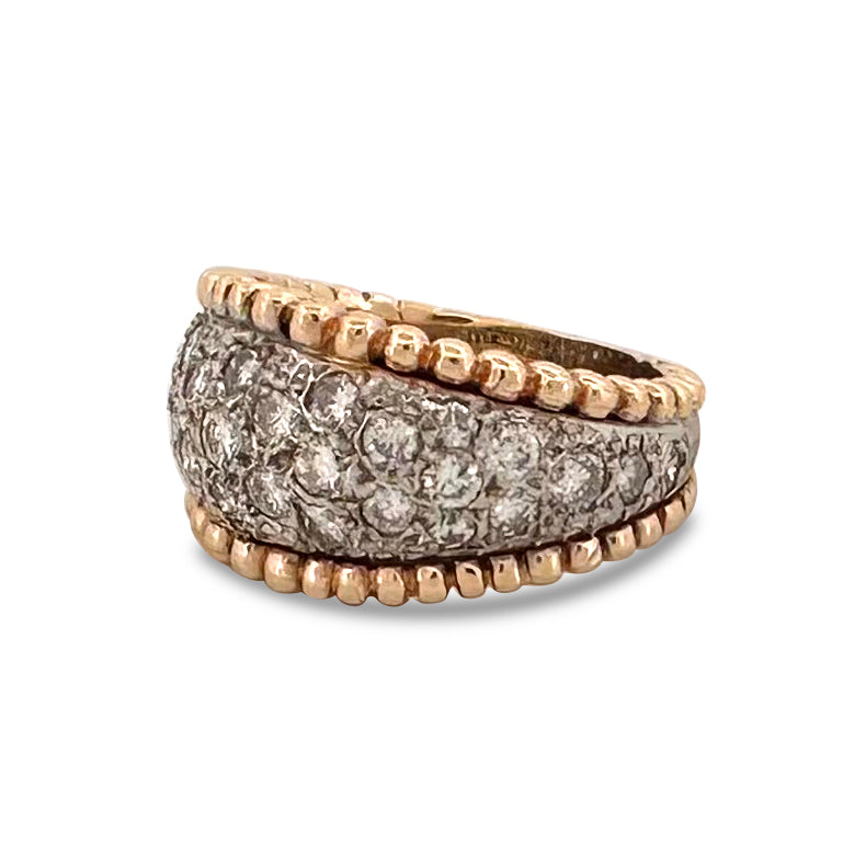 Vintage 1.70ctw Round Brilliant Cut Diamond Pavé Bombé Cocktail Ring in 14k Two-tone Gold