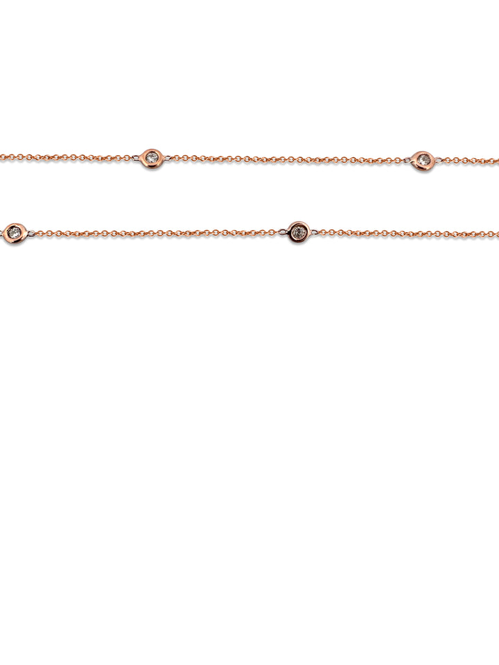 0.25ctw Round Brilliant Diamonds by the Yard Station Necklace in 14k Rose Gold