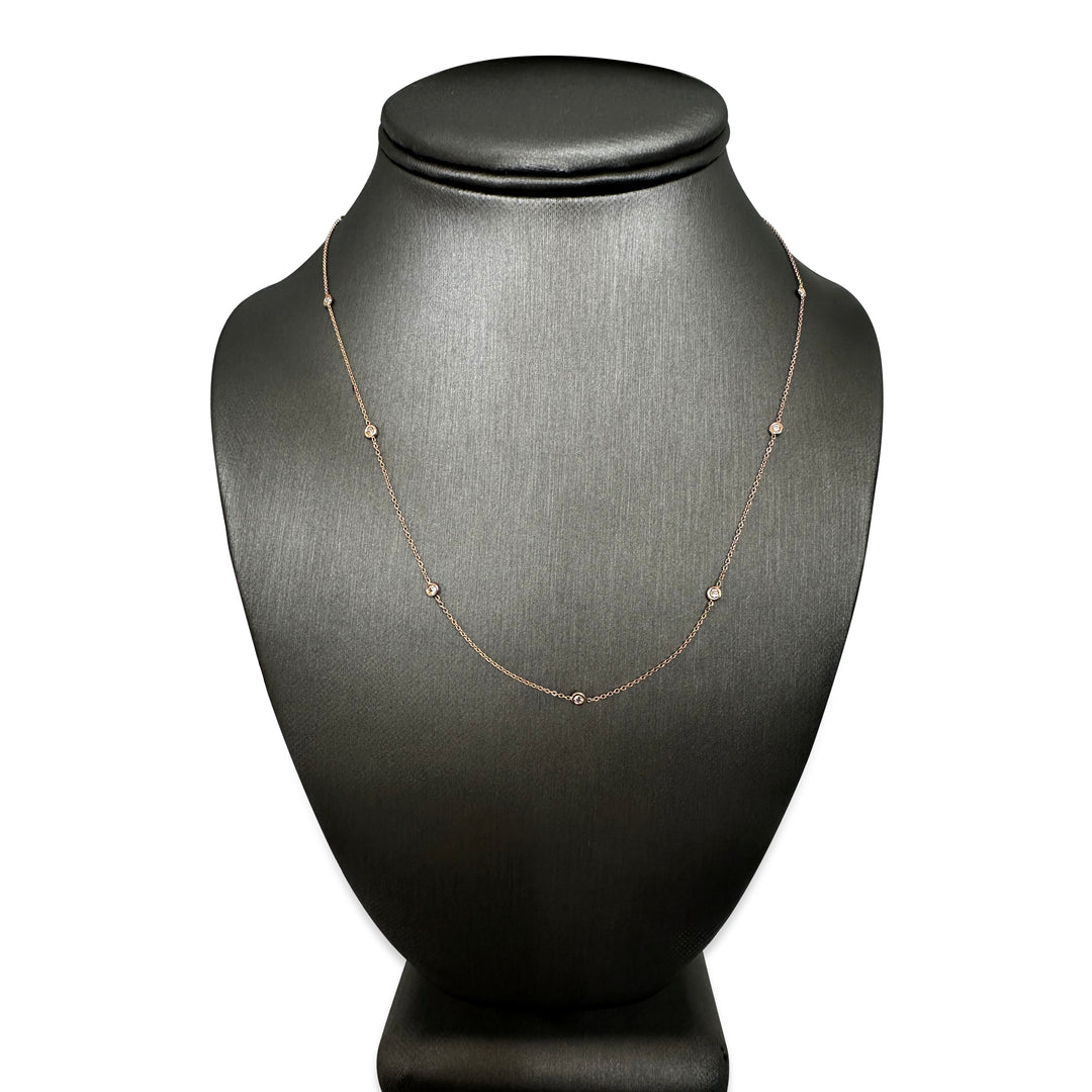 0.25ctw Round Brilliant Diamonds by the Yard Station Necklace in 14k Rose Gold