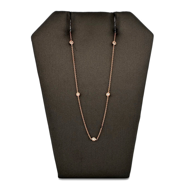 0.25ctw Round Brilliant Diamonds by the Yard Station Necklace in 14k Rose Gold