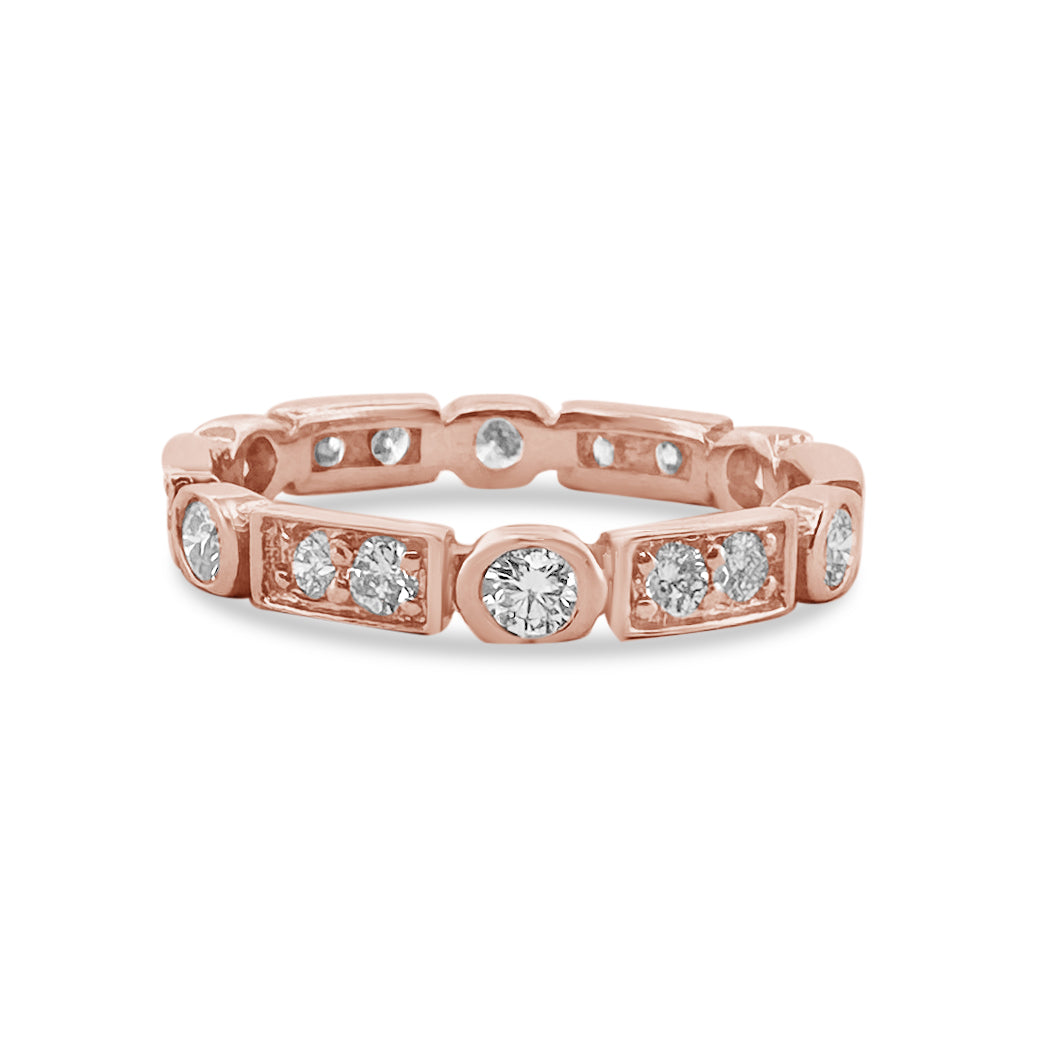 0.98ctw Round Brilliant Natural Diamond Eternity Band in 14K Rose Gold