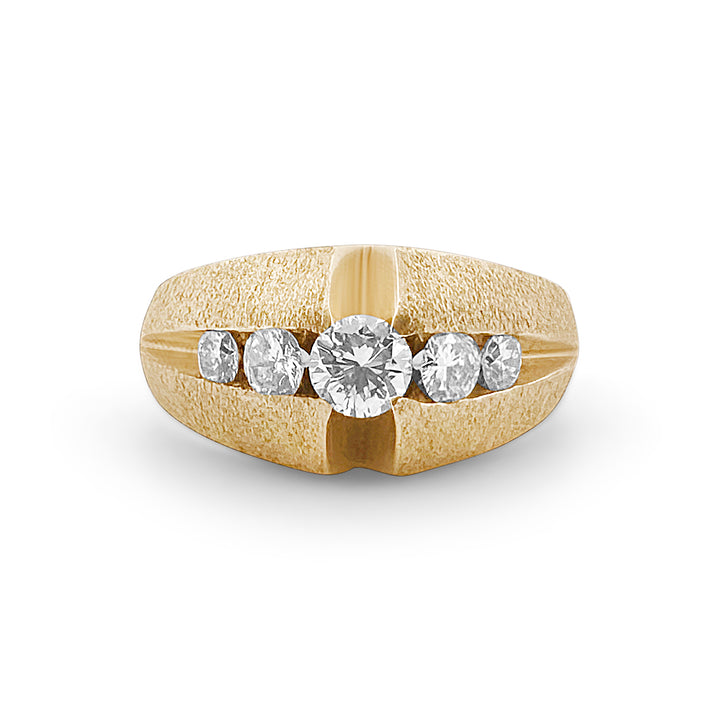 1ctw Round Brilliant Diamond Men's Ring in 14k Yellow Gold