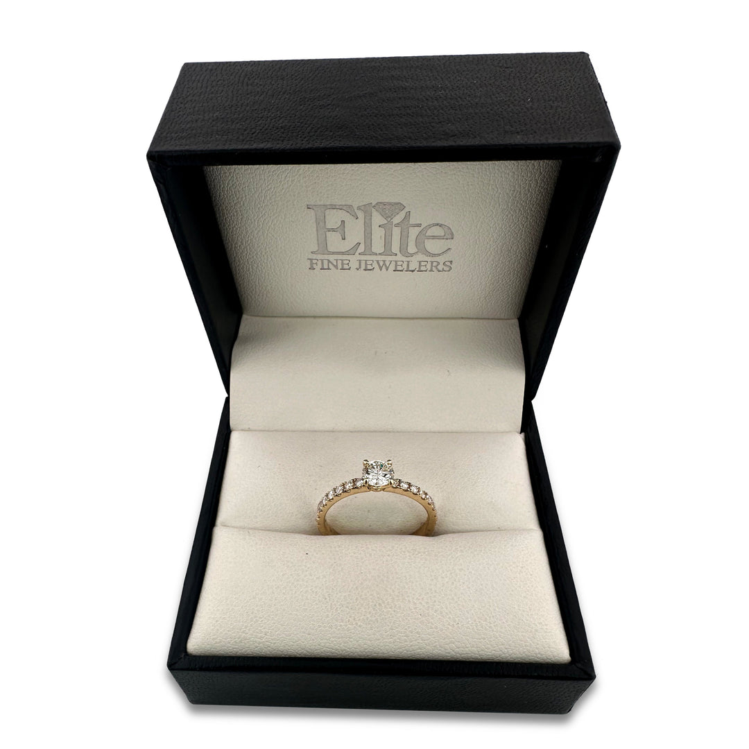 GIA Graded 0.43ct Center Natural Round Brilliant Diamond Engagement Ring in 14k Yellow Gold