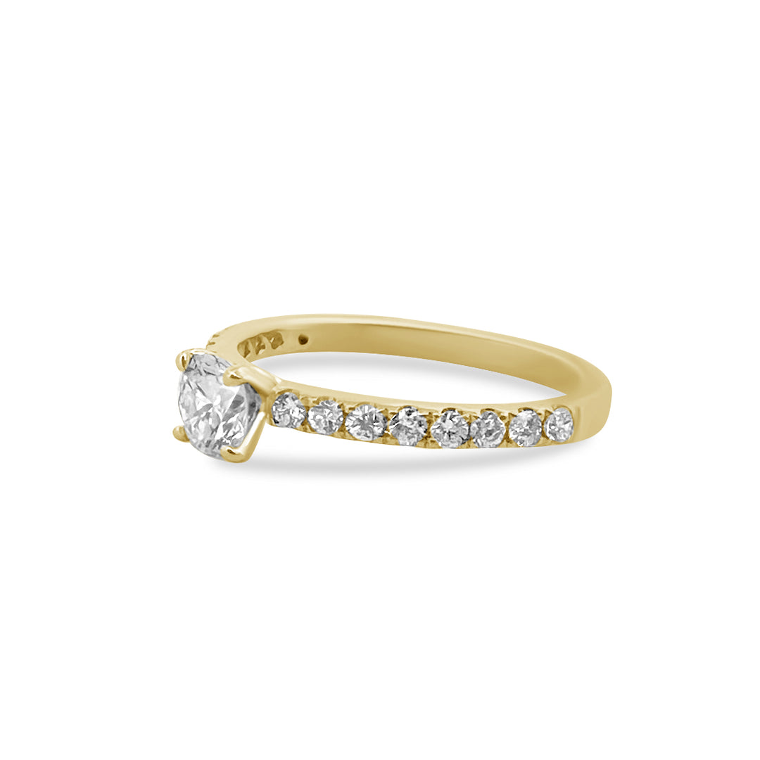 GIA Graded 0.43ct Center Natural Round Brilliant Diamond Engagement Ring in 14k Yellow Gold