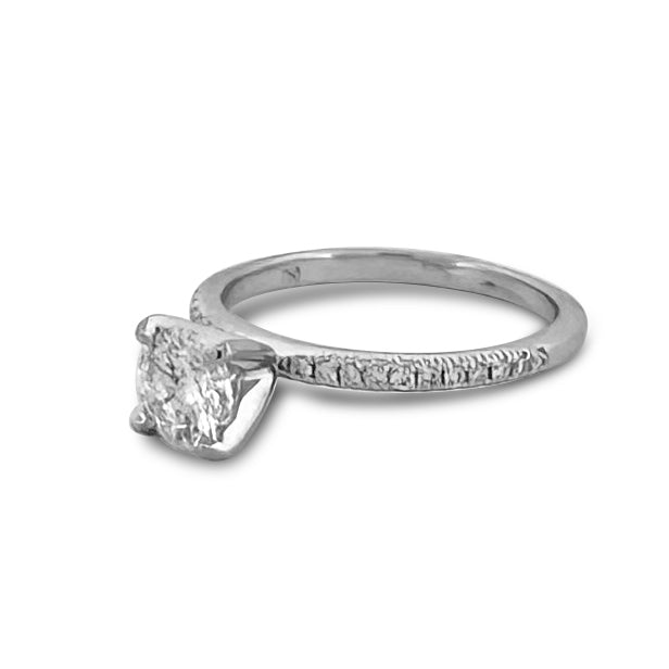 GIA Graded 0.71ct Round Modified Brilliant Center Natural Diamond Engagement Ring in 18k White Gold