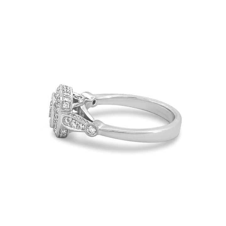 1.22ctw Cushion & Round Brilliant Halo Natural Diamond Engagement Ring in Platinum