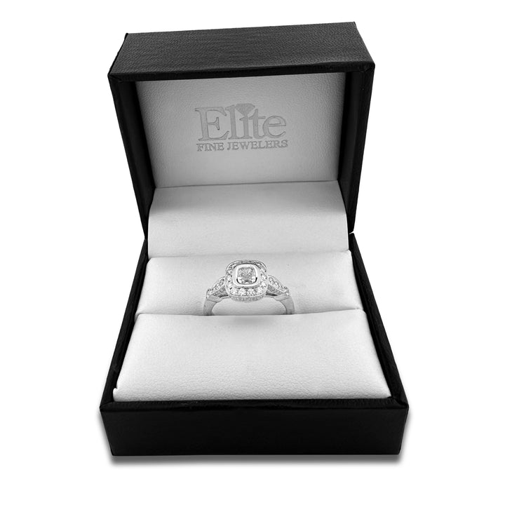 1.22ctw Cushion & Round Brilliant Double Halo Natural Diamond Engagement Ring in Platinum