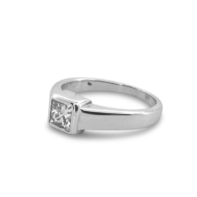 0.55ct Princess Cut Diamond Solitaire Engagement Ring in 14k White Gold