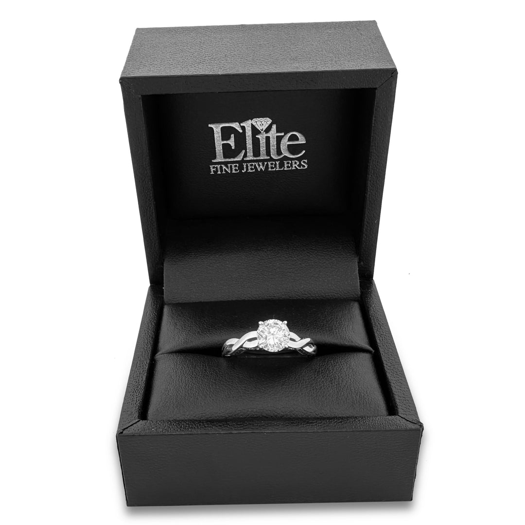 1.04cts Round Brilliant Natural Diamond Solitaire Engagement Ring in 14k White Gold