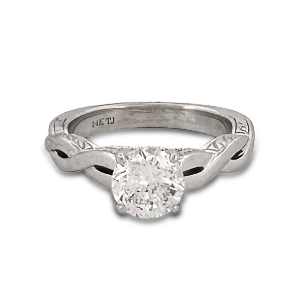 1.04cts Round Brilliant Natural Diamond Solitaire Engagement Ring in 14k White Gold