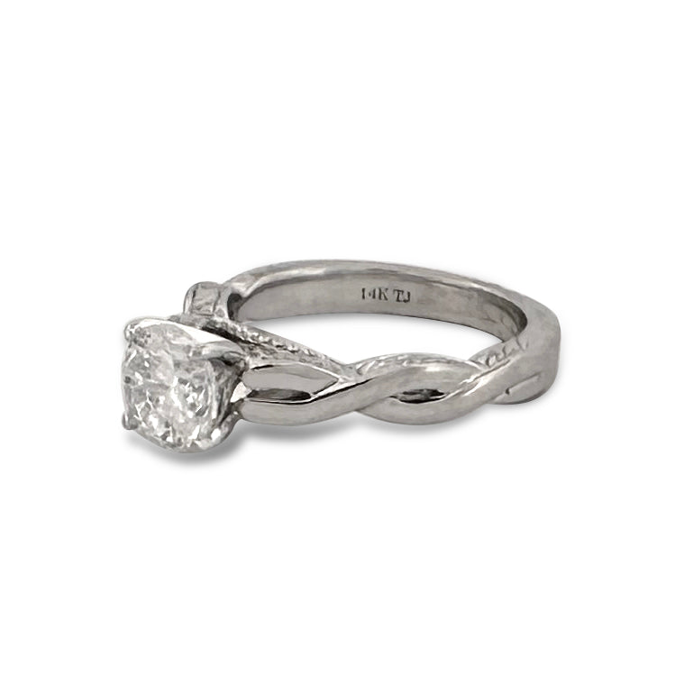 1.04cts Round Brilliant Natural Diamond Solitaire Engagement Ring in 14k White Gold