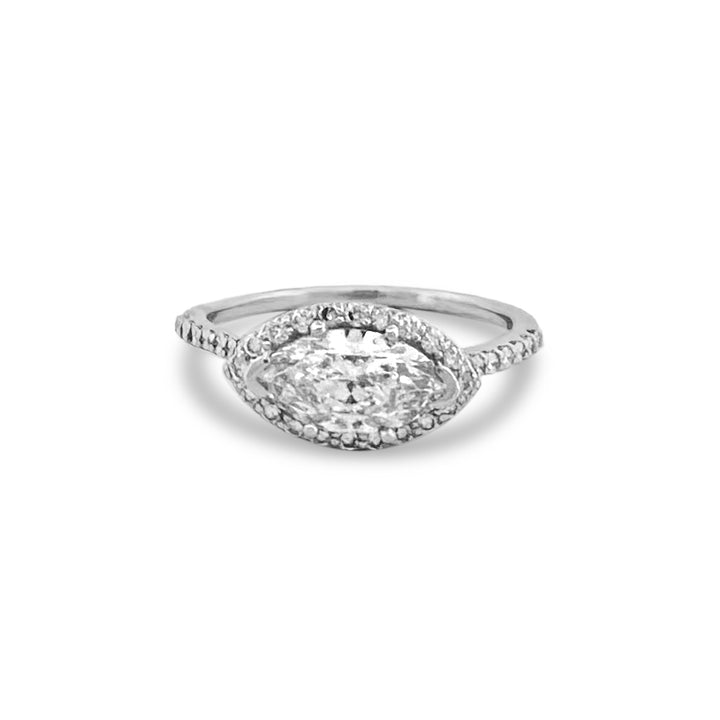 GIA Graded 1.20cts Marquise Cut Natural Diamond East-West Engagement Ring in Platinum