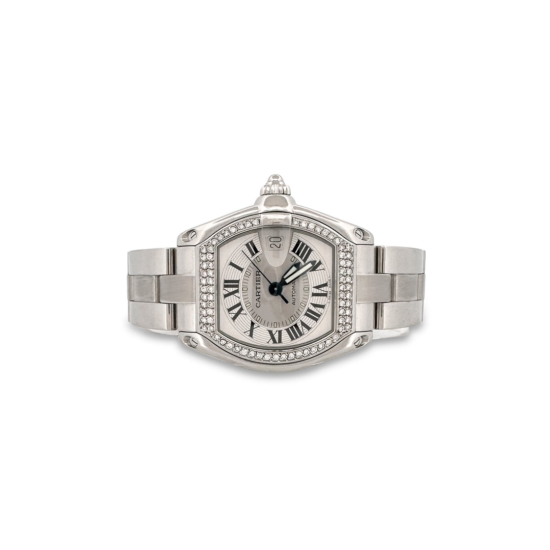 Sold! Cartier Roadster Large Size Stainless Steel Watch with Diamond Bezel